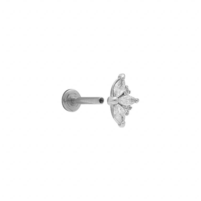 Witte zirkoniumoxide piercing – Zilverstaal | Azulin-weergave 2