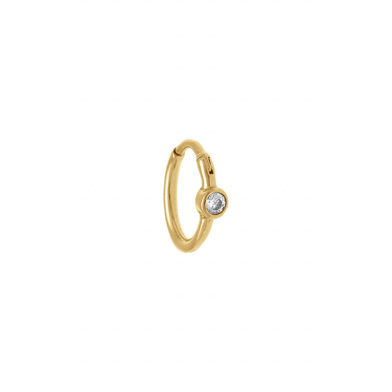 Piercing anneau en acier doré avec oxyde de zirconium clair