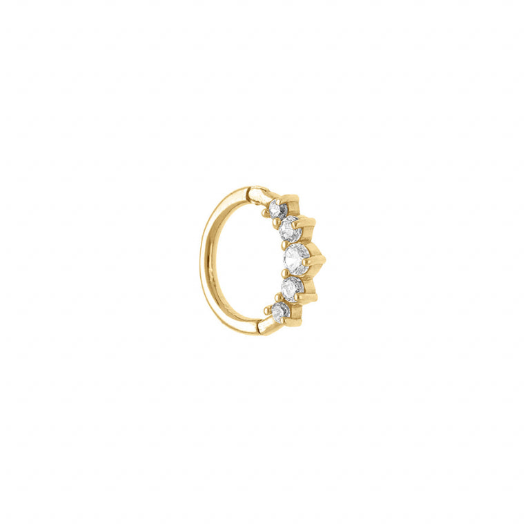 Piercing anneau oxydes blancs en acier doré