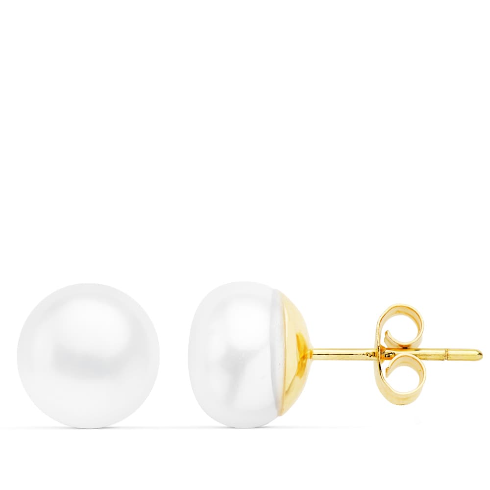 Boucles d'oreilles Perles Baroques Or Jaune 18K 95-10 mm Fermoir Poussettes Papillon