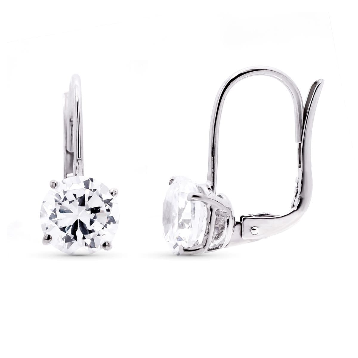 18K White Gold Zircon Earrings 18X7 mm