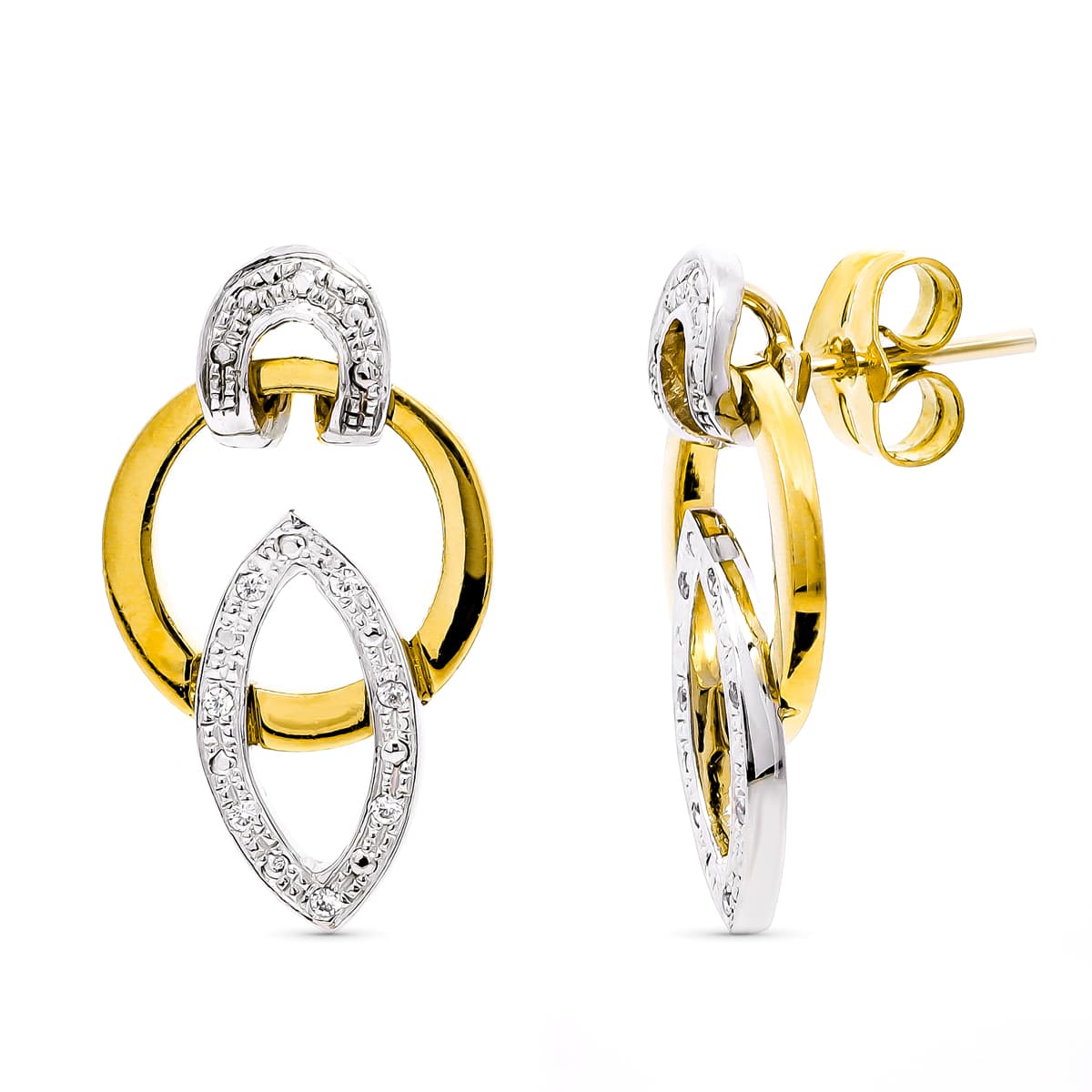 Brincos em ouro bicolor 18K