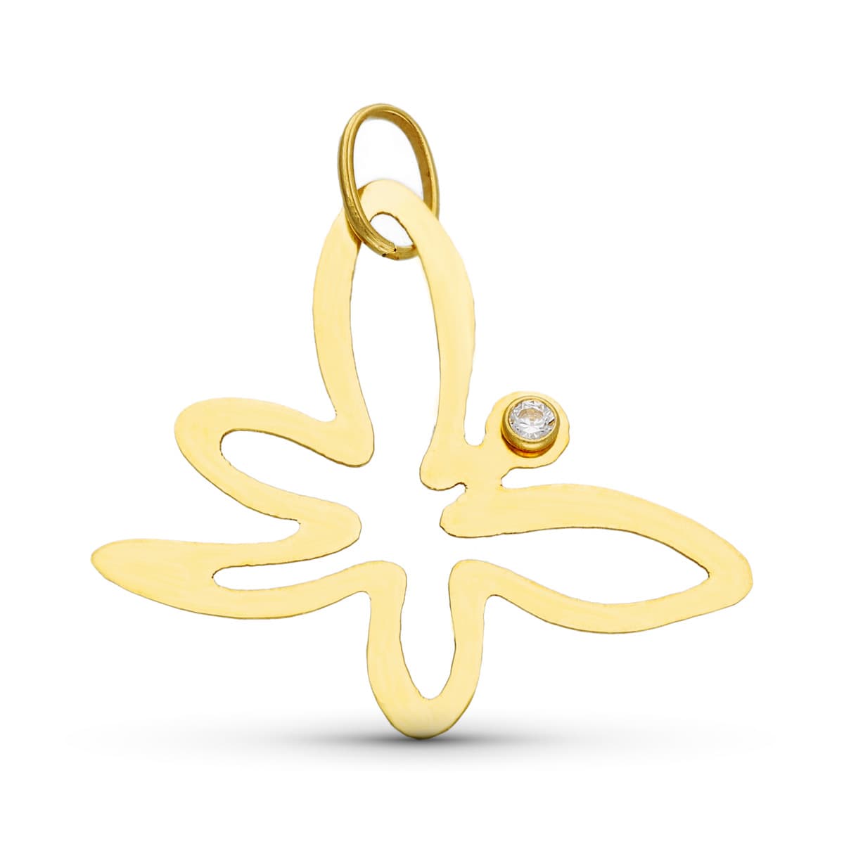 Sommerfuglevedhæng i 18K gul guld zirconia