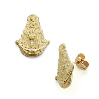 18K sárga arany fülbevaló szűz rózsa sziluettje 17x13 mm pillangós babakocsi kapocs