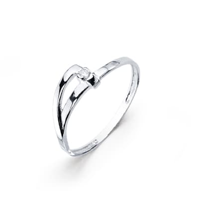 Bague Diamant Taille Brillant Or Blanc 18K 0018 Qts Largeur : 5MM