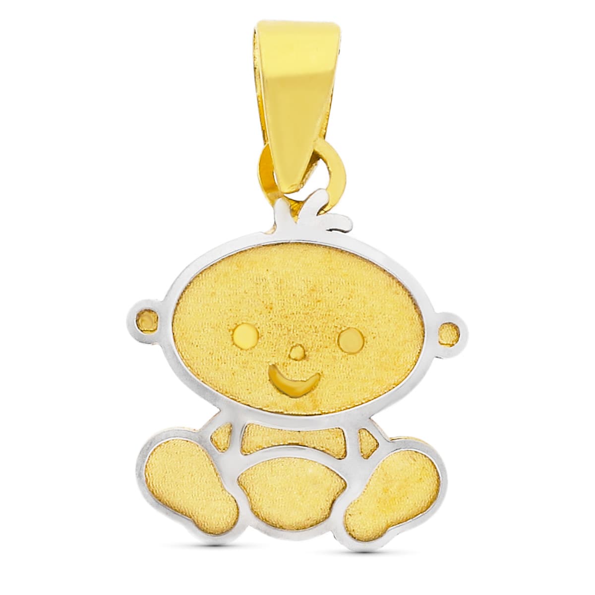 Pendentif Laser Enfant en Or Bicolore 18K 11X9 mm