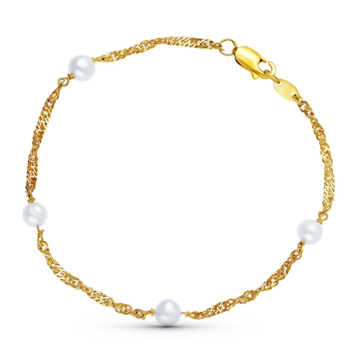 18K パール ブレスレット 5 mm シンガポール 19 Cm
