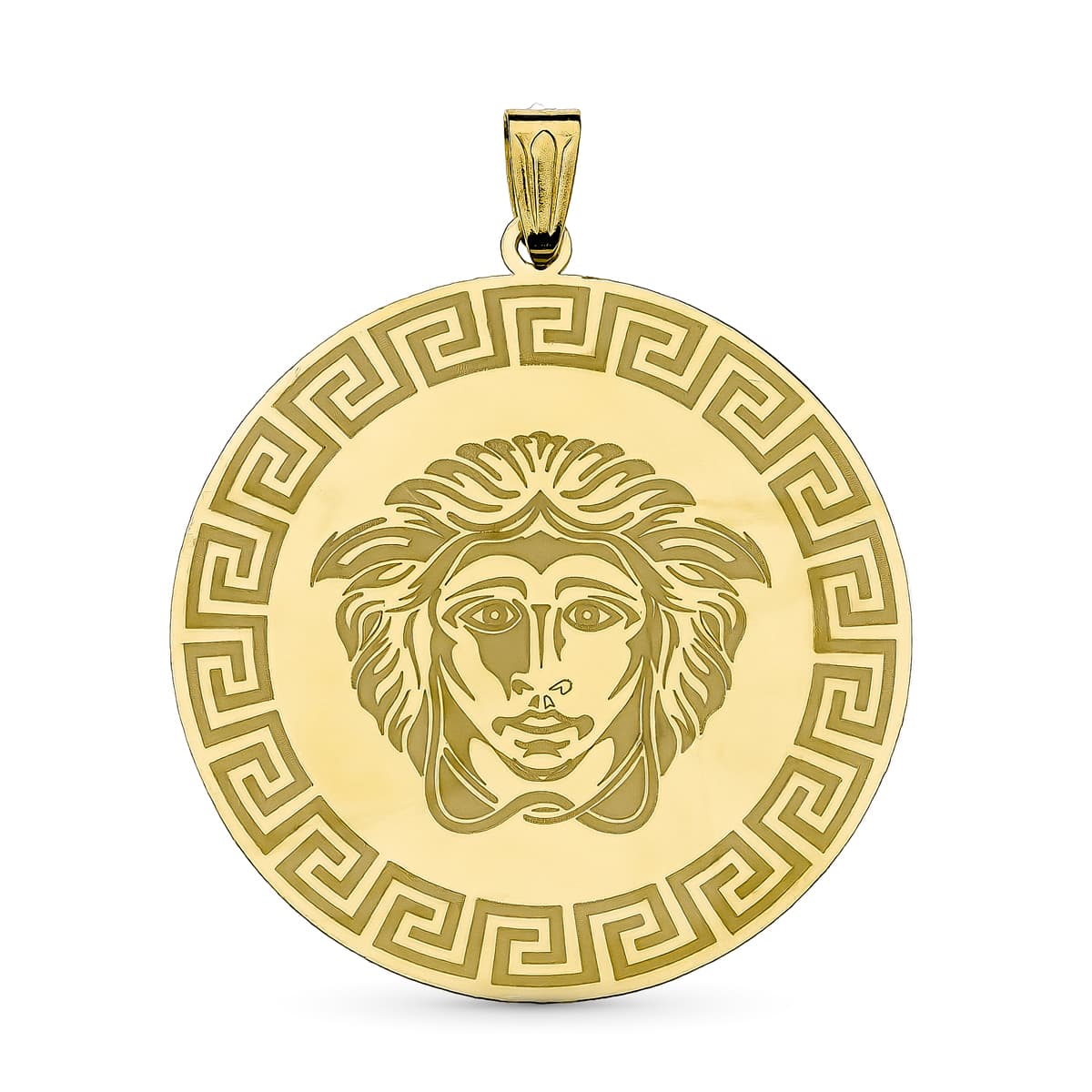 18K Pendenit Meduse Or Jaune Grecque 32 X 30 mm