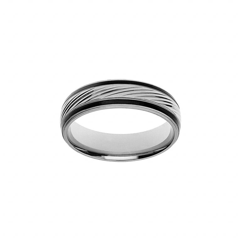 Geribbelde stalen ring 6 mm vooraanzicht