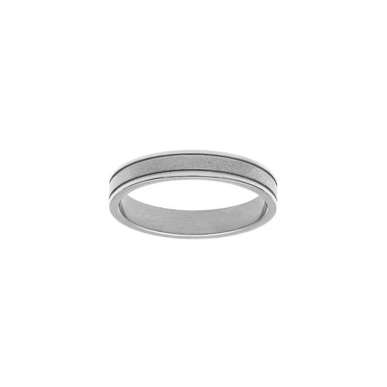 サテンとポリッシュ仕上げのスチール製 4mm 結婚指輪