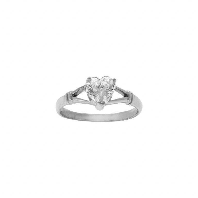 Stalen hartvormige ring met witte oxiden