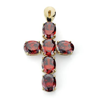 Cruz Granate Oro Amarillo 18K 45X25 mm