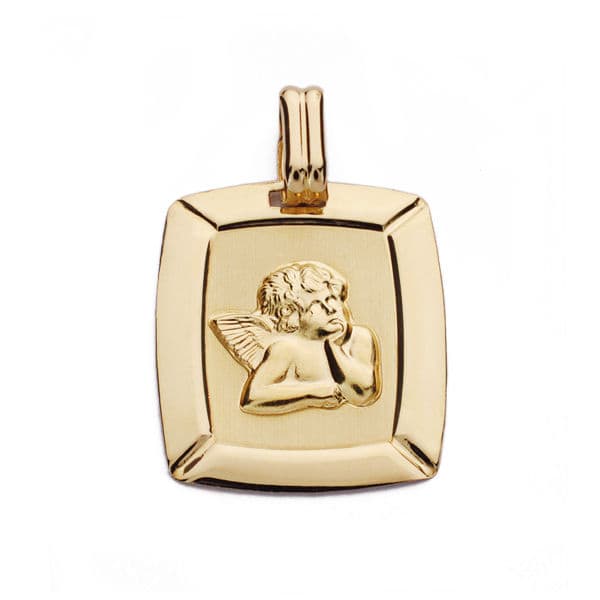 Médaille en Or Jaune 18K Ange Burlon Laser 20X17 mm