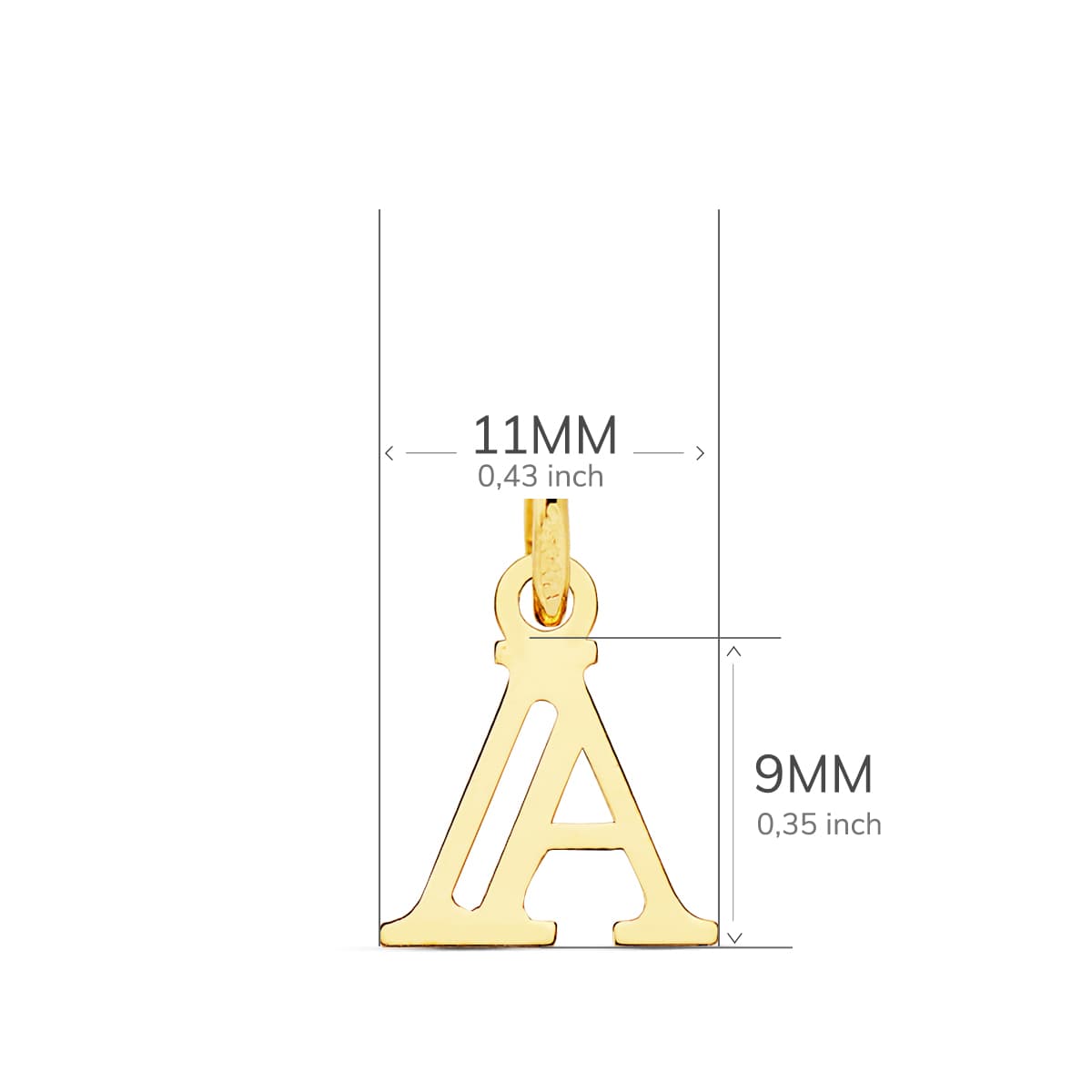 18K gult guld hängsmycke Initial "a" 11X9 mm