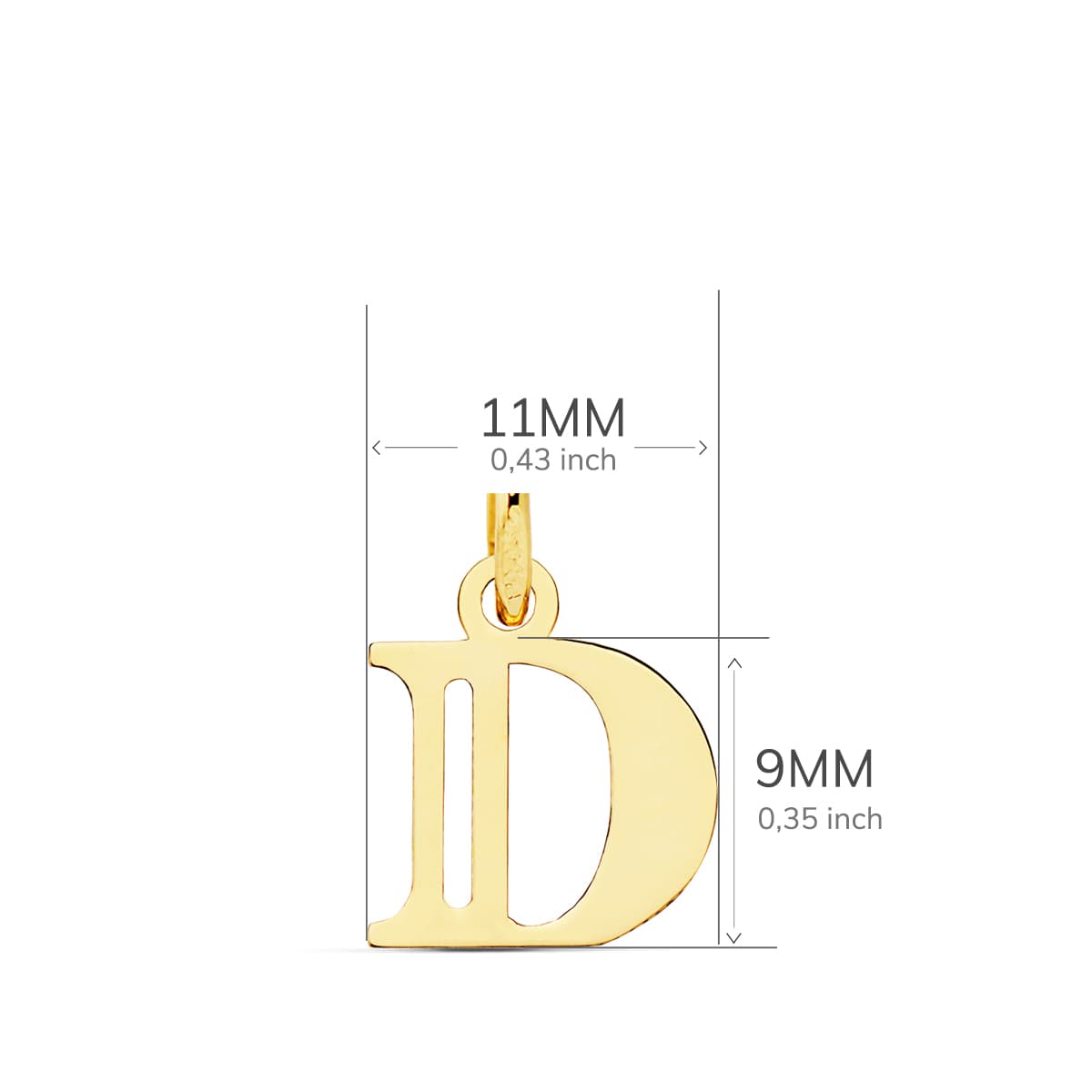 18K gult guld hängsmycke Initial "d" 11X9 mm