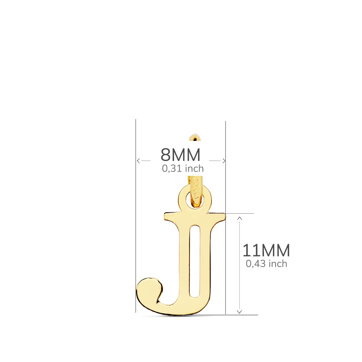 18K gult guld hängsmycke Initial "j" 11X8 mm