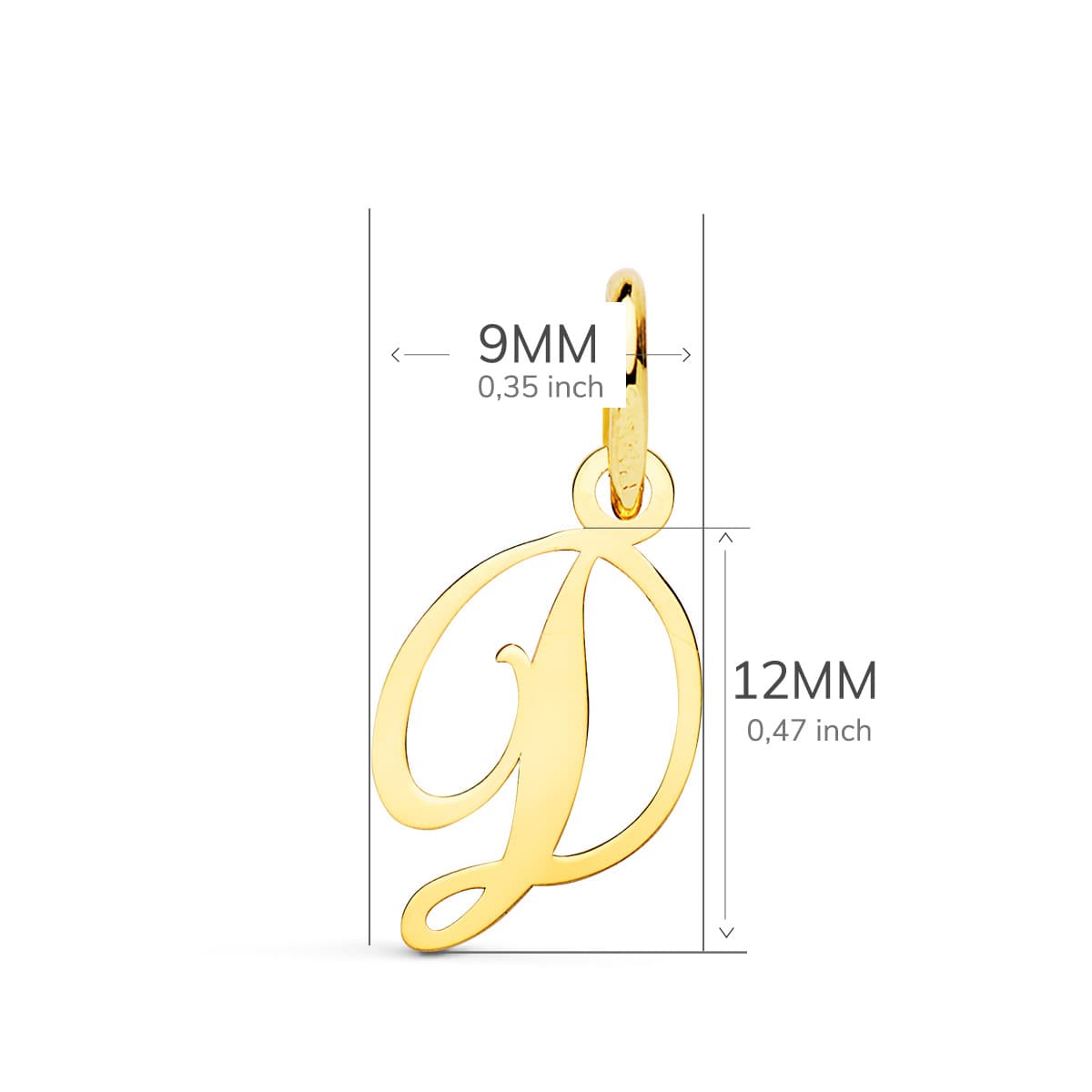 18K gult guld hängsmycke Initial "d" 12X9 mm