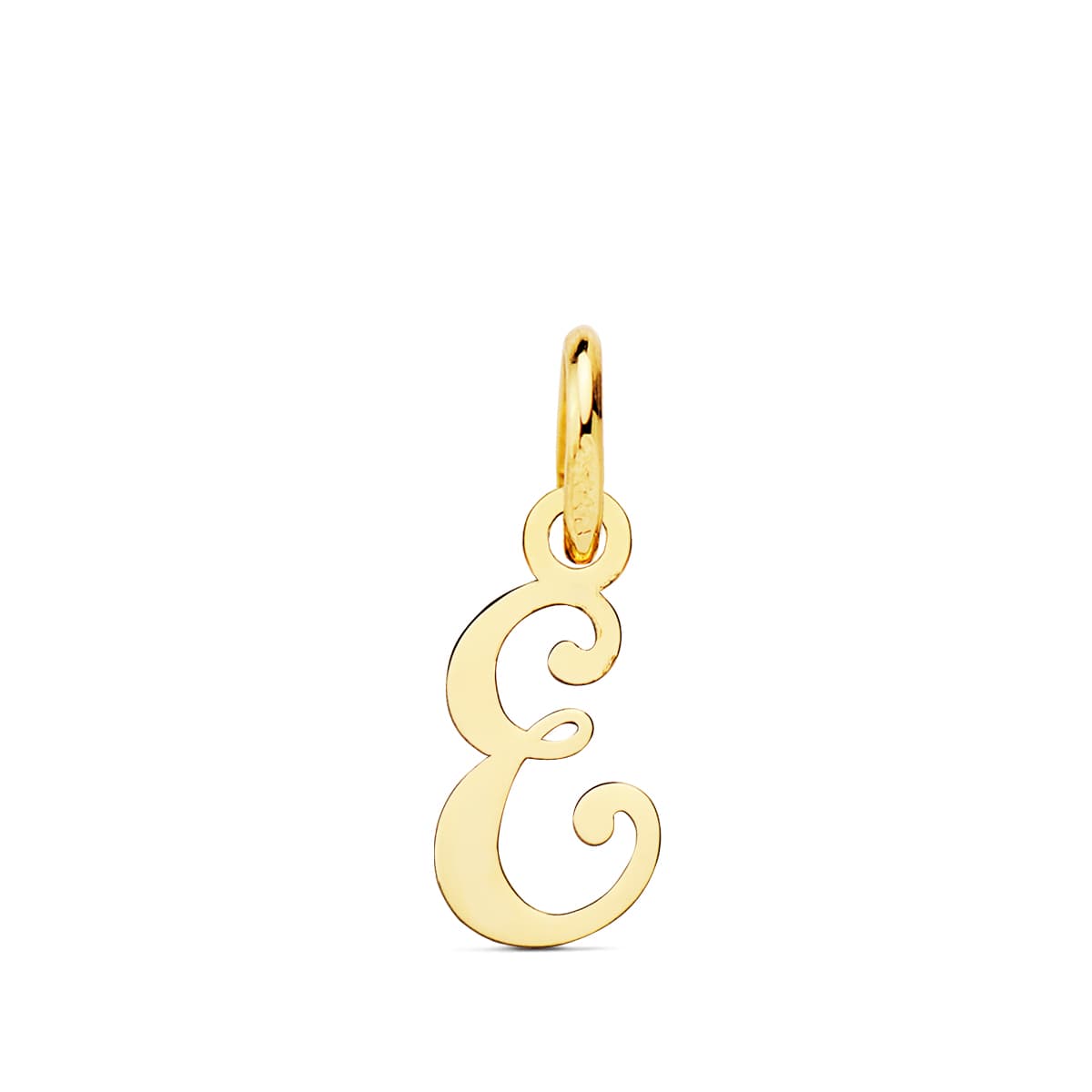 18K gult guld hängsmycke Initial "e" 12X6 mm