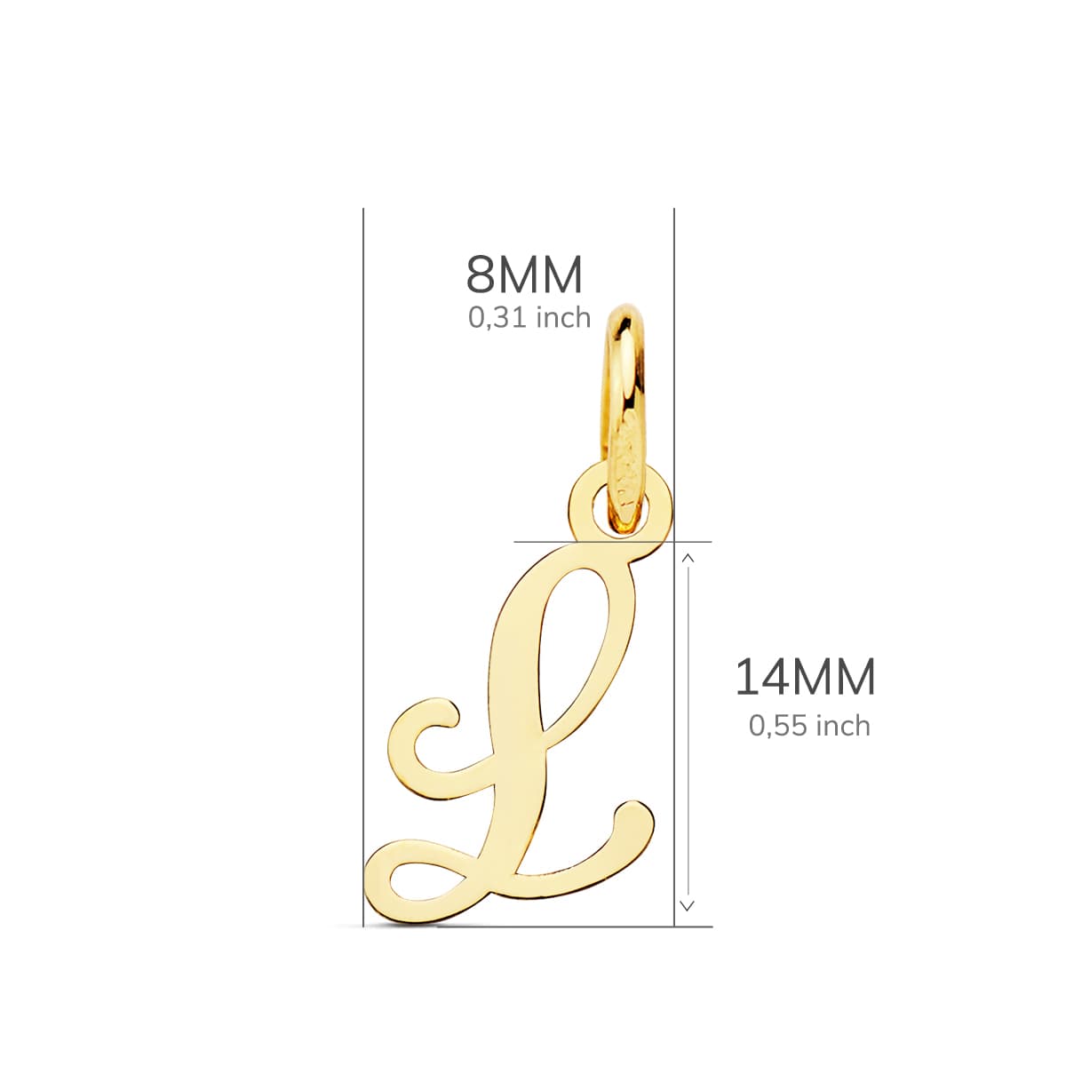 Pendentif Or Jaune 18K Initial "l" 10X8 mm