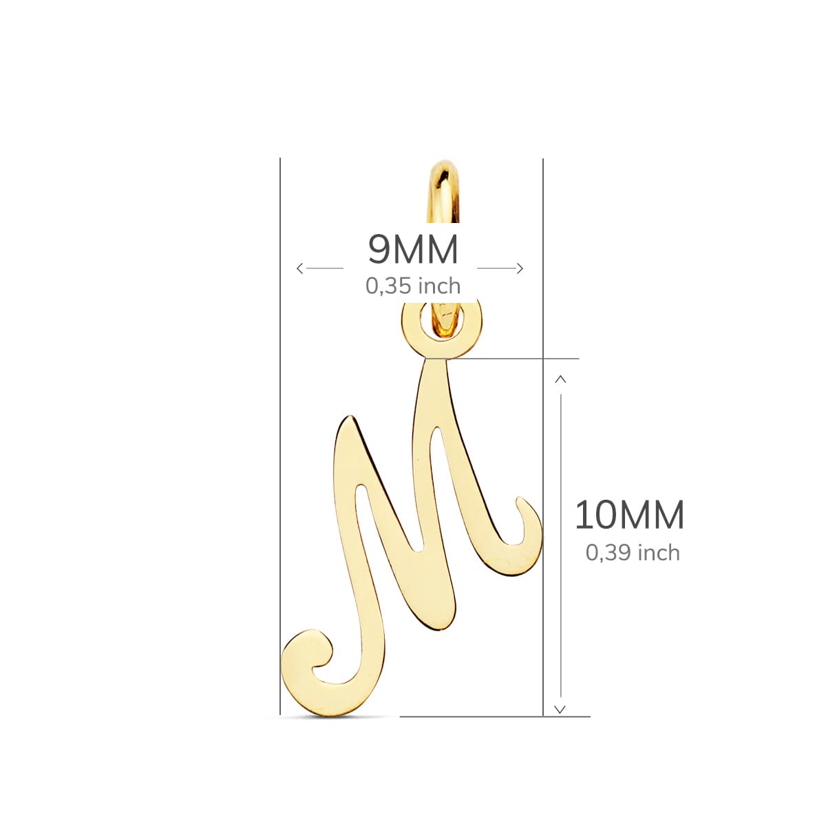 18K Gulguld Vedhæng Initial "m" 10X9 mm