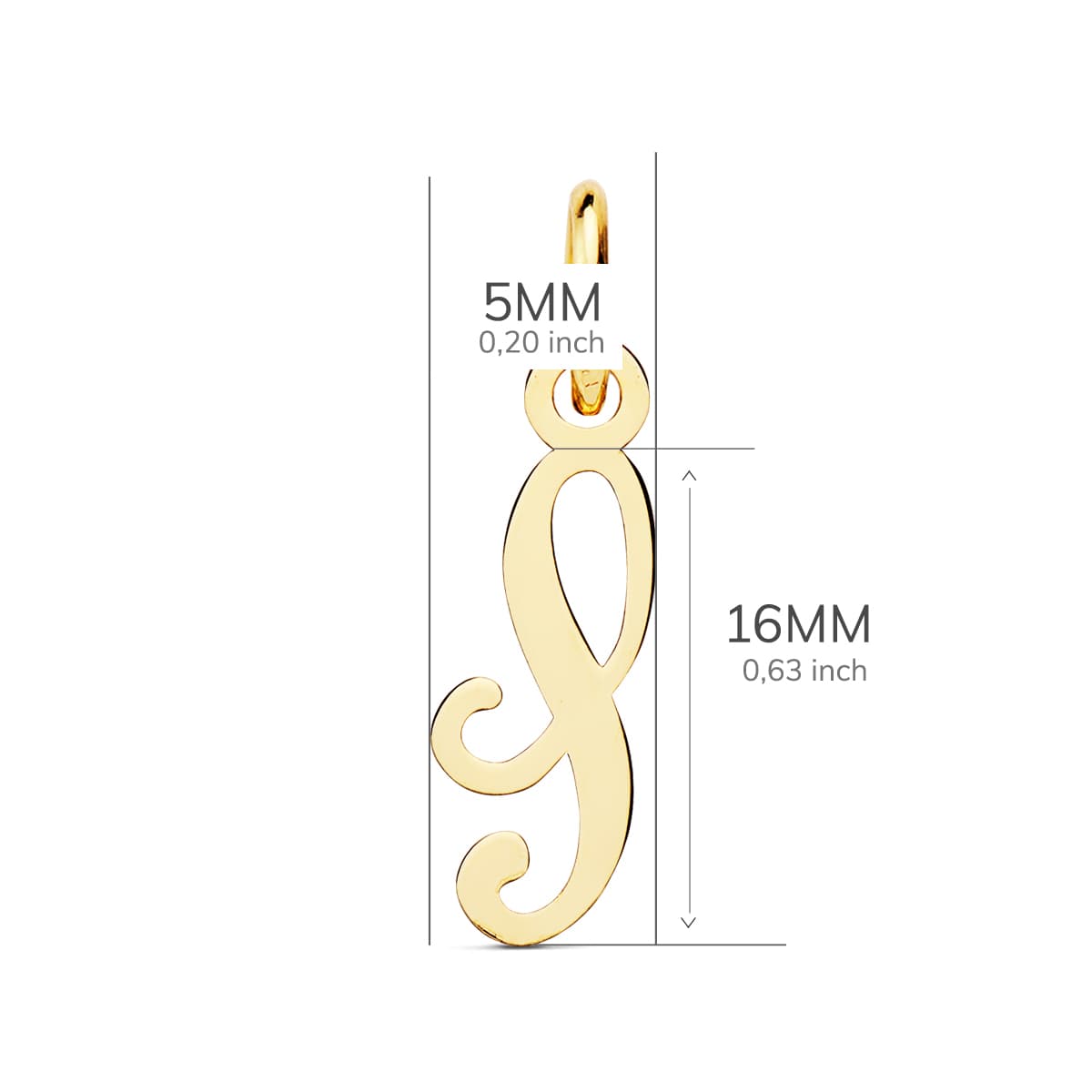 18K geelgouden hanger met initiële "s" 16X5 mm