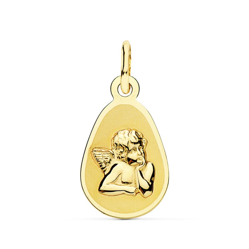18K Médaille Larme Ange 17X10MM