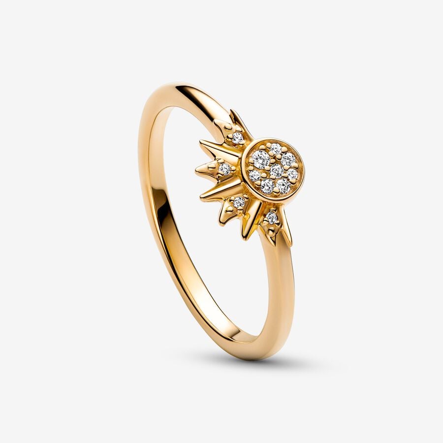 Céleste - Soleil Scintillant - Doré - Bague Pandora