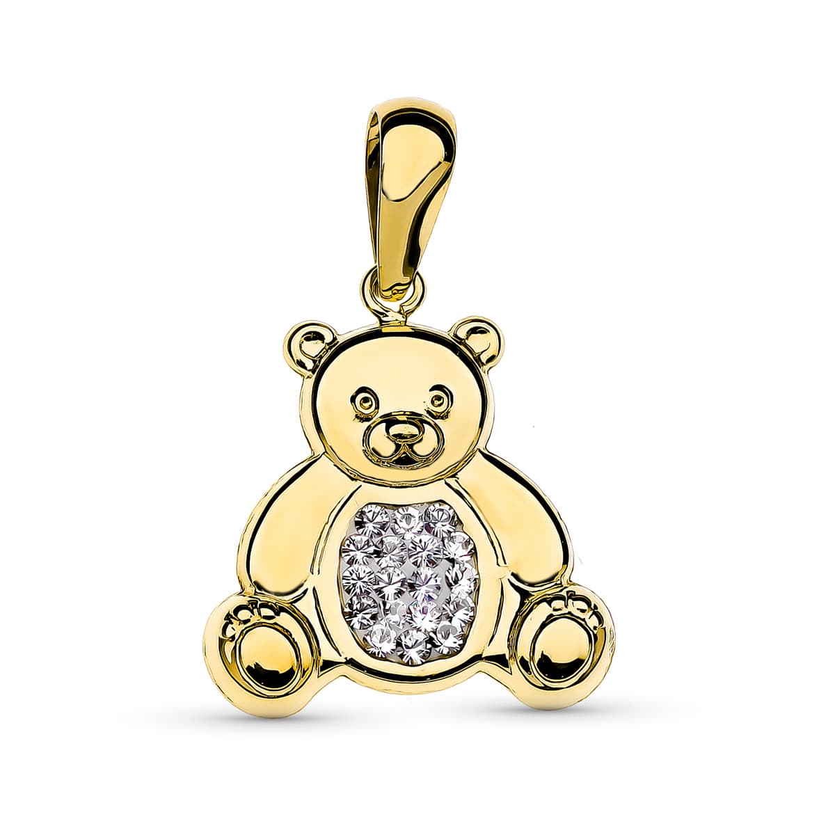 Colgante Oso de Oro Amarillo de 18K y Circonitas. 19X17mm