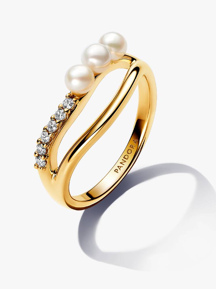 Bague Double Anneau Perle de Culture d'Eau Douce Traitée | Pandora