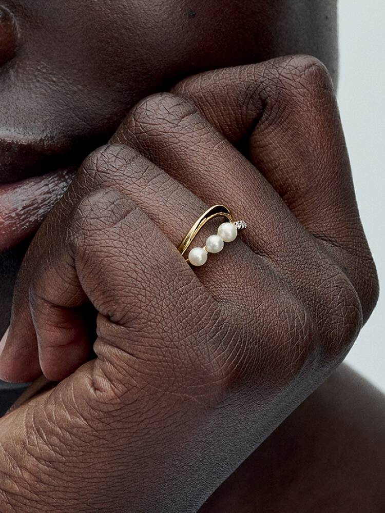 Bague Double Anneau Perle de Culture d'Eau Douce Traitée | Pandora