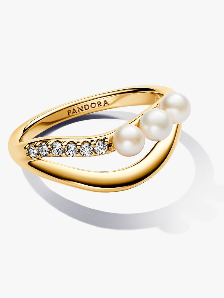Bague Double Anneau Perle de Culture d'Eau Douce Traitée | Pandora