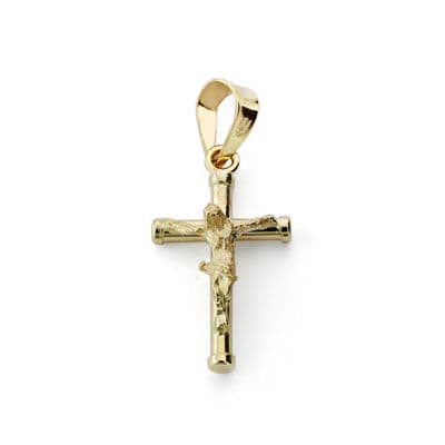 9K Pendentif Christ et Croix en Or Jaune. 17X10