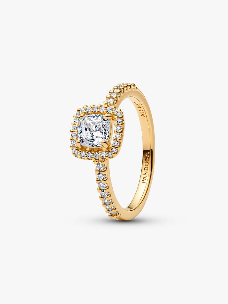 Pandora-Ring – Funkelnder quadratischer farbloser Halo | 163555C01
