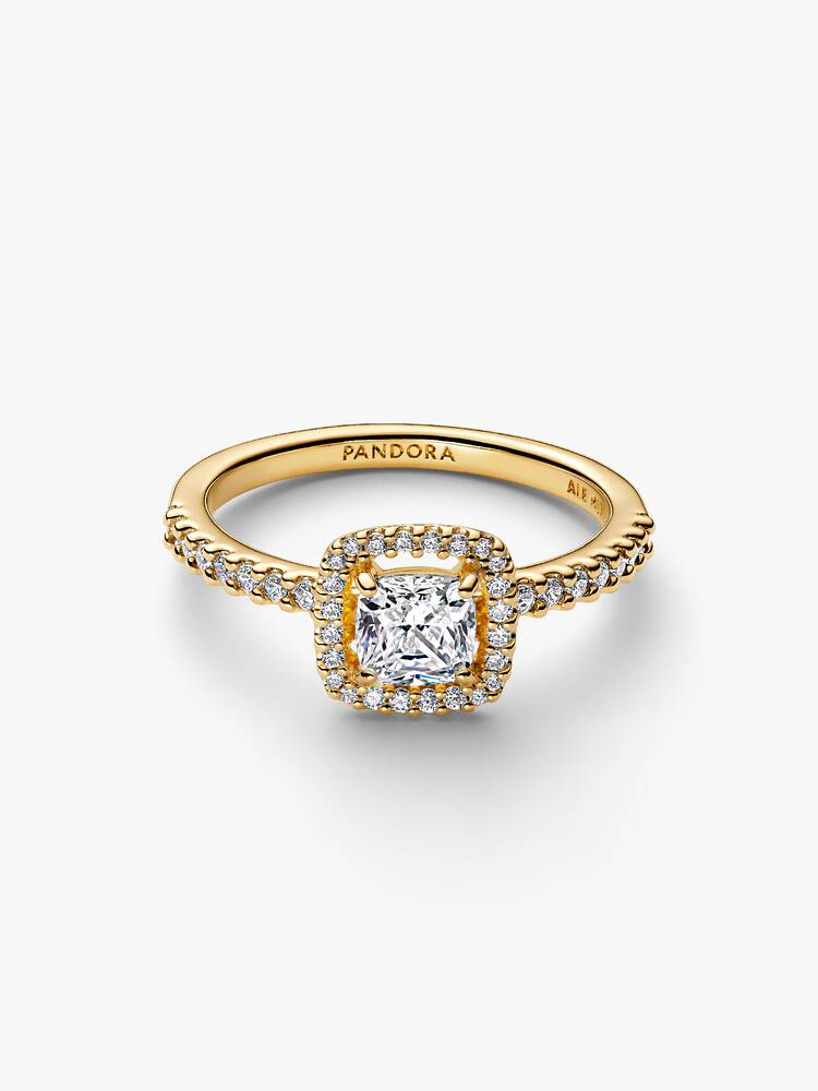 Pandora-Ring – Funkelnder quadratischer farbloser Halo | 163555C01
