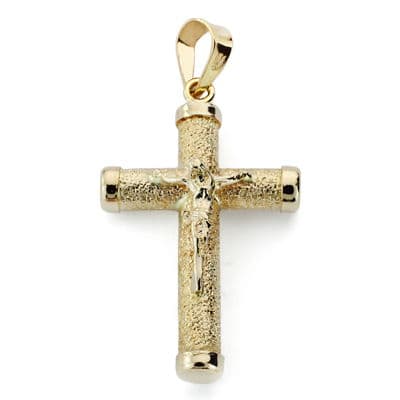 9K gult guld Kristus og kors vedhæng. 21X14X3mm