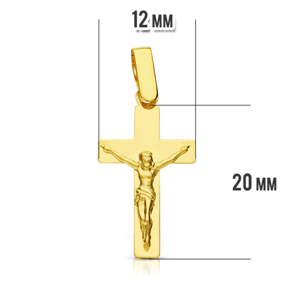 18K gult gull Kors med Kristus 22X13 mm
