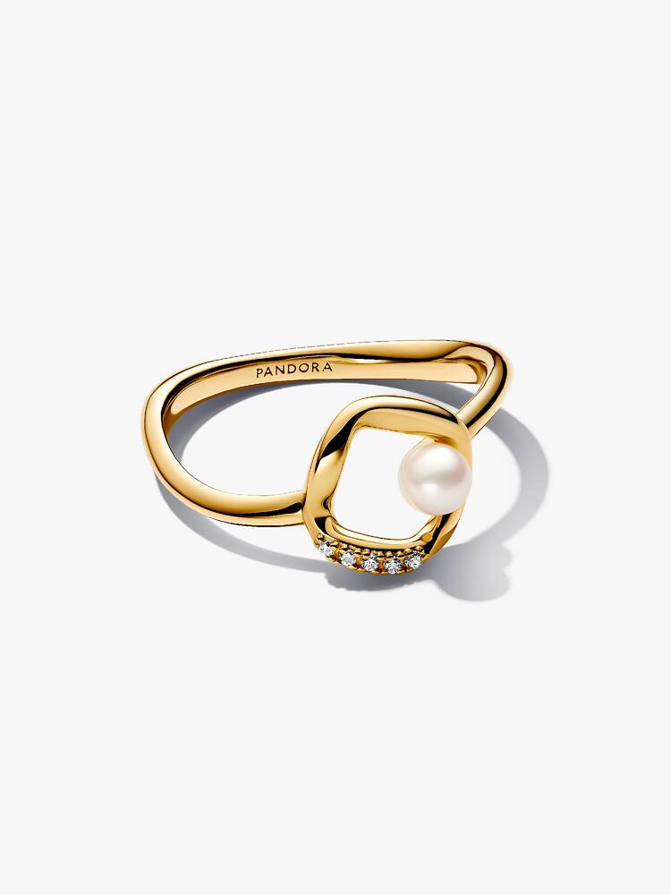 Anello Pandora - Cerchio in pavé a forma organica e perla coltivata d'acqua dolce trattata | 163831C01