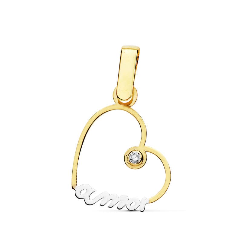 Přívěsek s láskou srdce z 18K žlutého zlata 14X14 mm