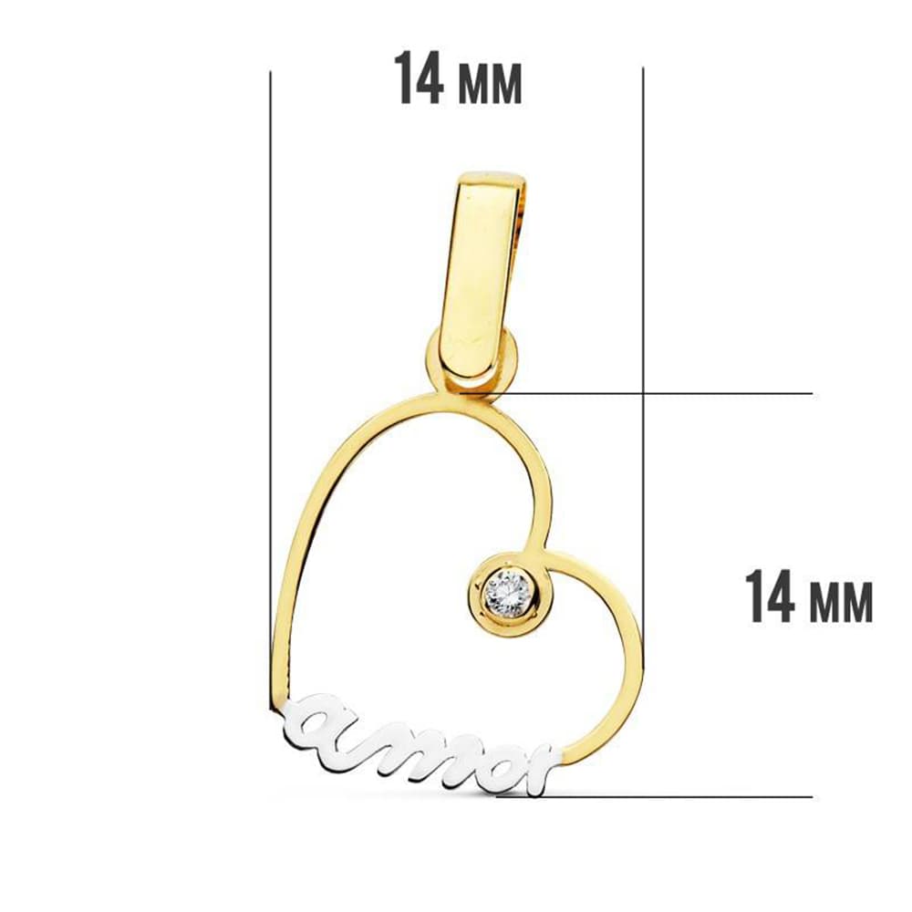 Přívěsek s láskou srdce z 18K žlutého zlata 14X14 mm