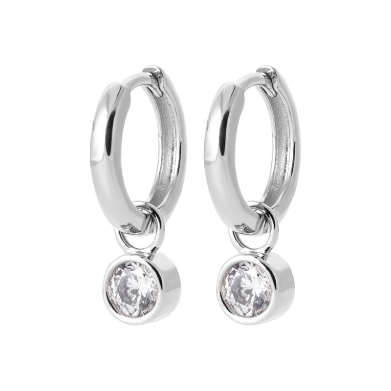 Charm - Round - Silver - Hoop earrings
