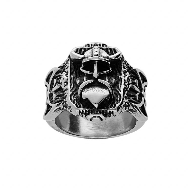 Vikinghelmring van staal met gedetailleerd patroon