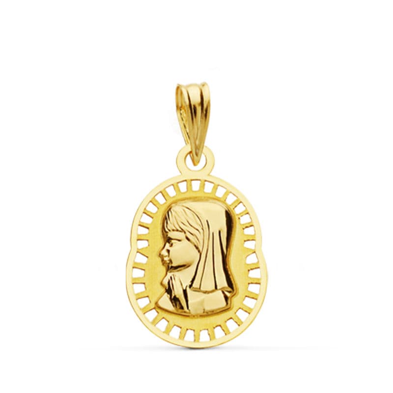 18K sárga aranyérem Szűz lány 19X12 mm