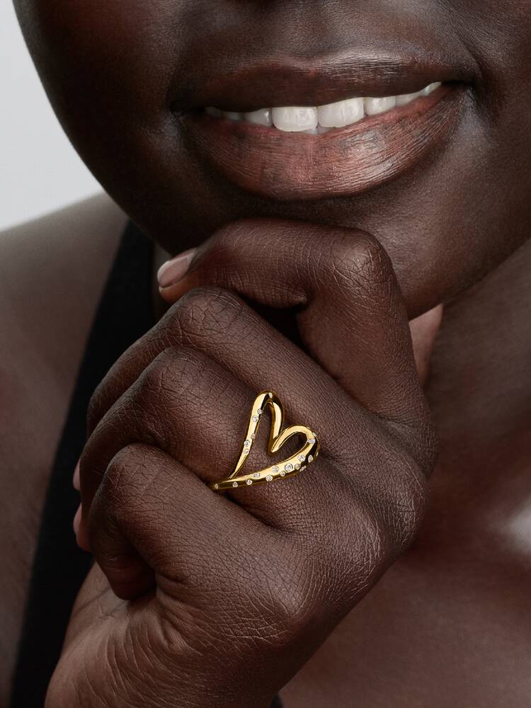 Klingeln Pandora - Bio-Herz-Set in Gold | 164675C01