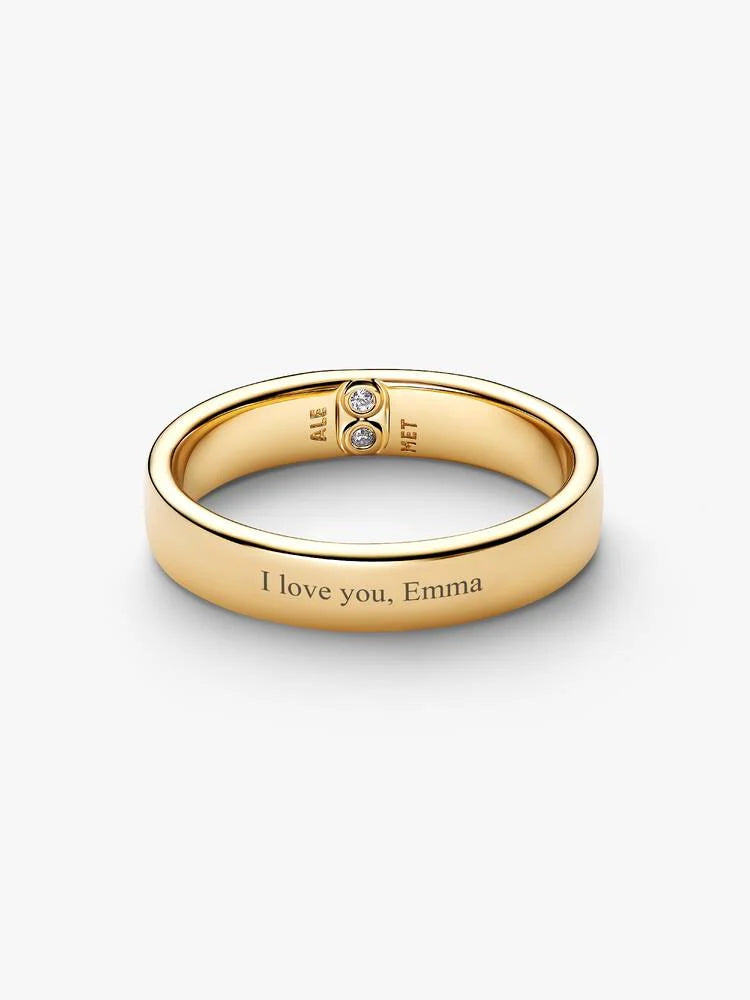 Bague Anneau Classique Gravable Doré – vue 4