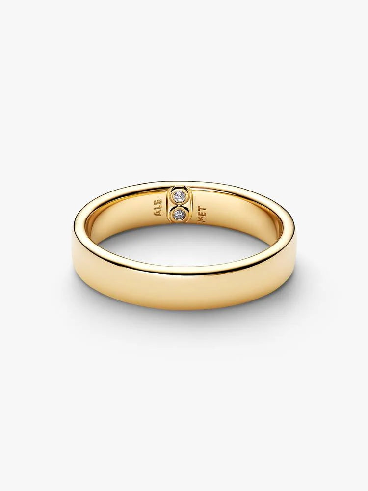 Bague Anneau Classique Gravable Doré – vue 3