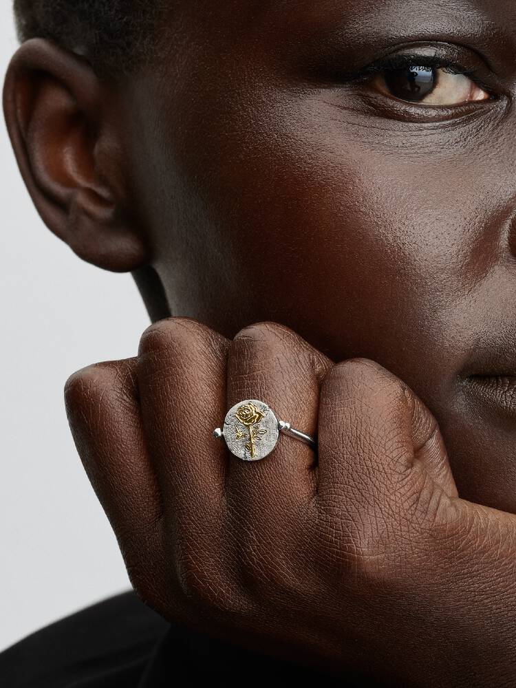 Vändbar roséguld medaljongring | Pandora