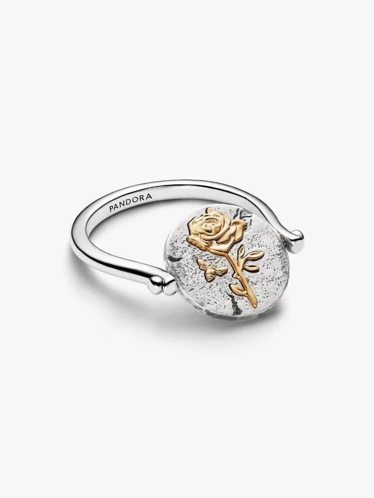 Vändbar roséguld medaljongring | Pandora