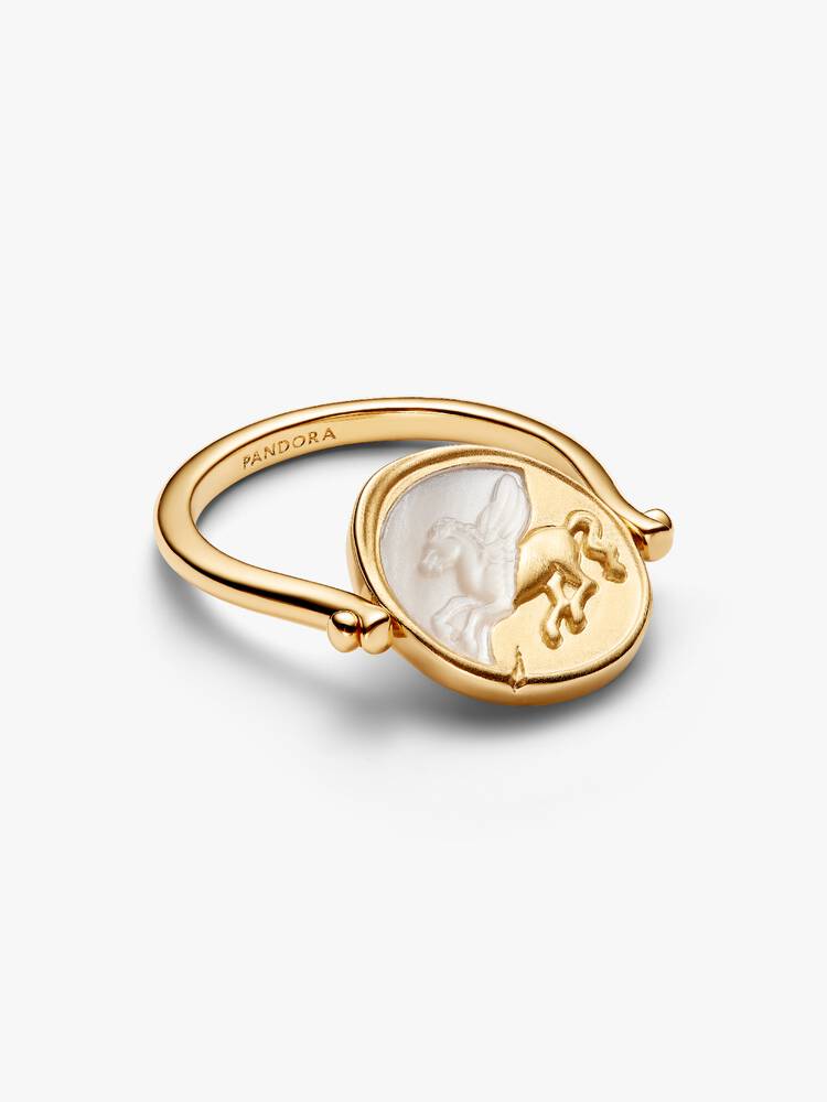 Goldener Pegasus-Wendemedaillonring – Ansicht 3