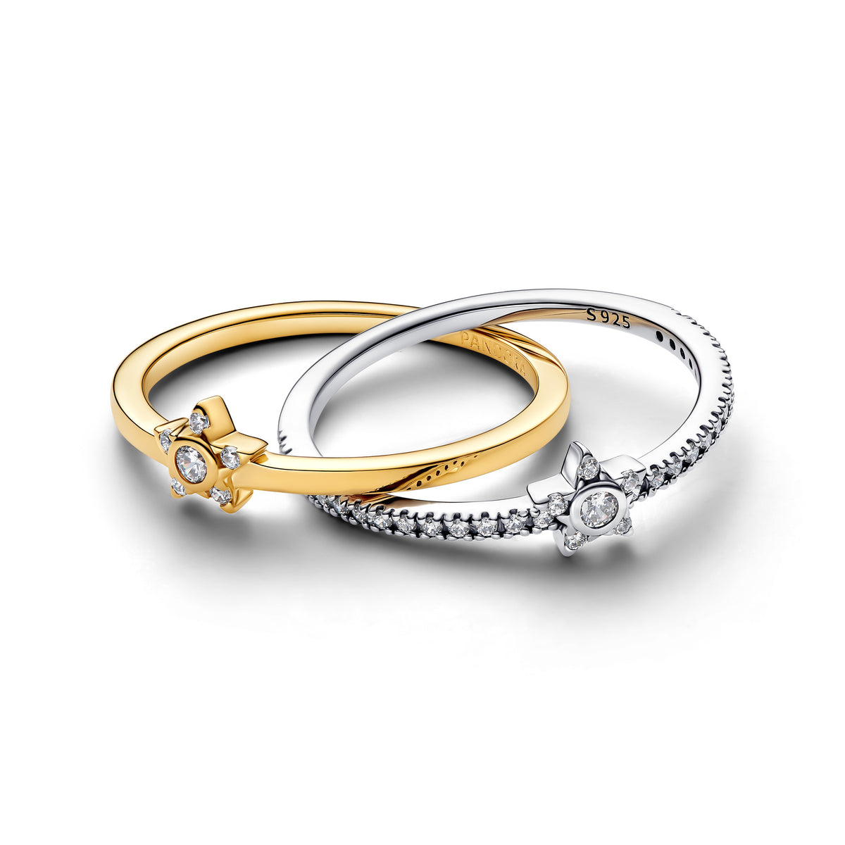 Bague Croisée Étoiles Scintillantes Bicolore – vue 2