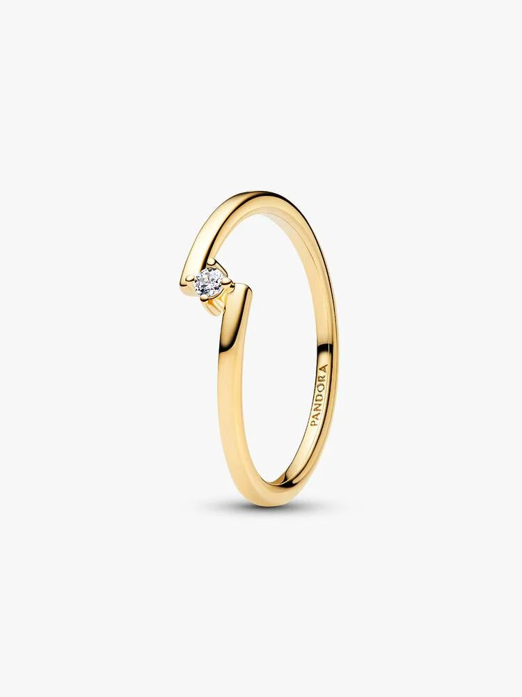 Anello placcato oro 14k con zirconi chiari